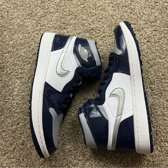 Jordan 1 high golf patent midnight navy men\'s 9